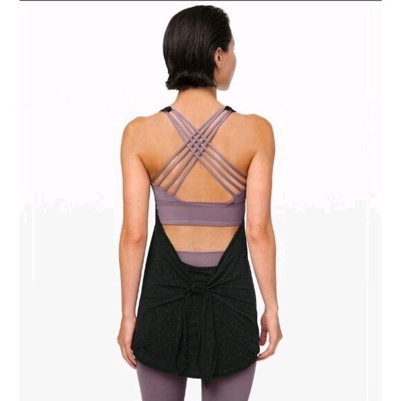 Lululemon Tied in Energy 2-in-1 Tank Black / Frosted Mulberry Size 10 - Picture 2 of 10